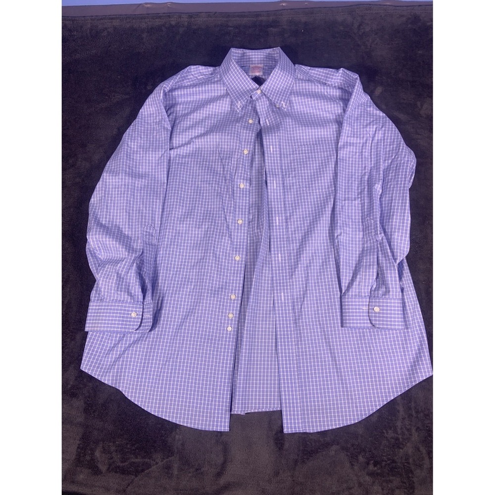 Brooks Brothers Madison Fit Men's Dress Shirt Size 17.5 Blue Supima Cotton